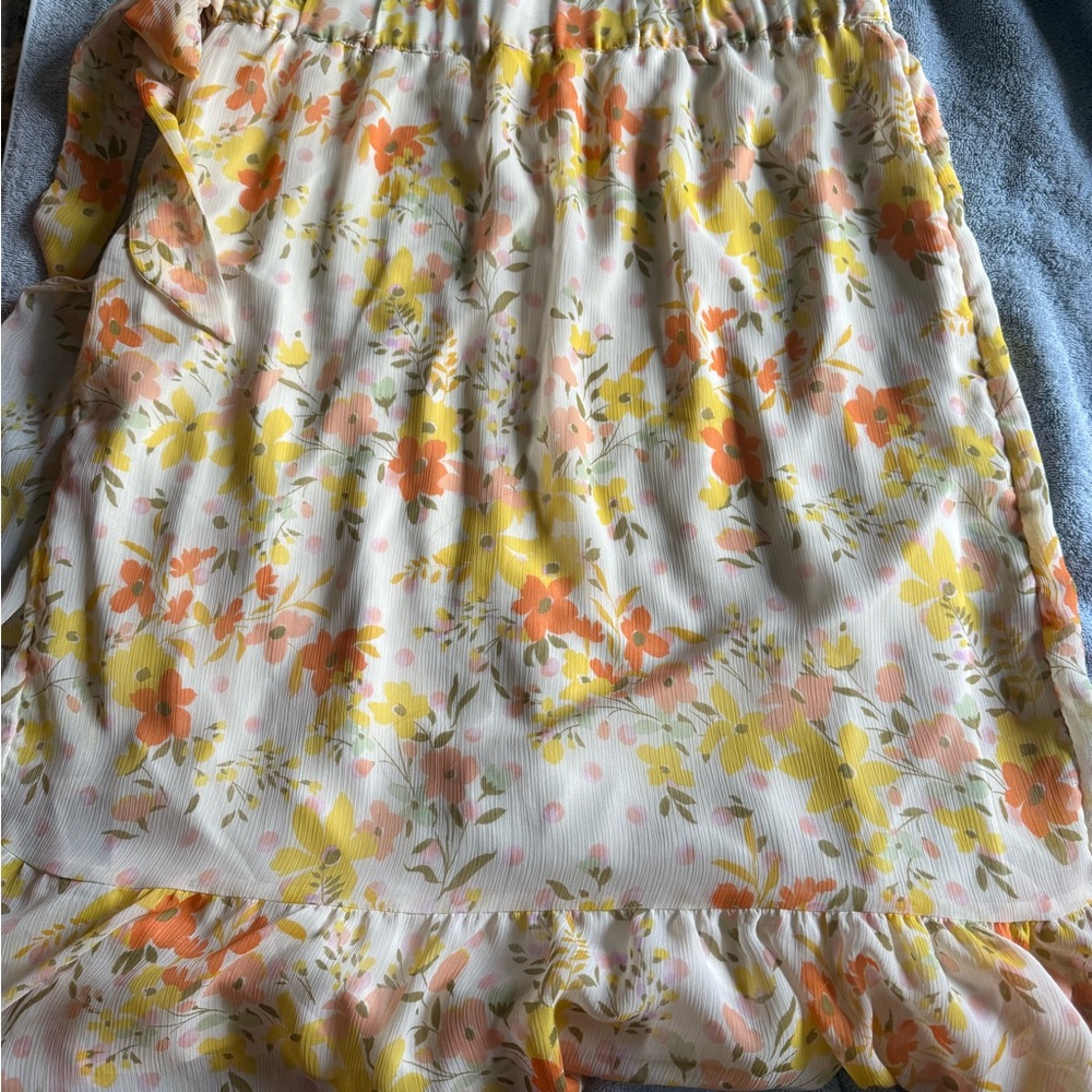 LC Lauren Conrad Floral Ruffle Hem Skirt Size Large- Yellow and Orange Spring